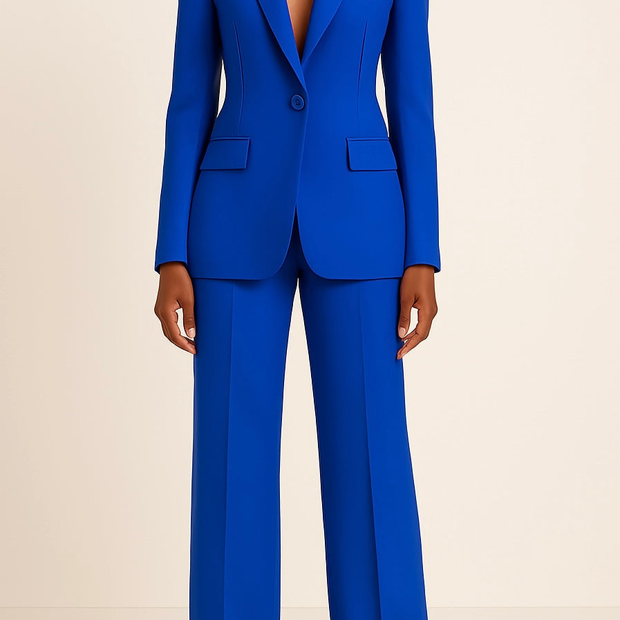 Prestigia | Ensemble Tailleur Veste Cintrée Pantalon Large Élégant Chic Cérémonie Pour Femme