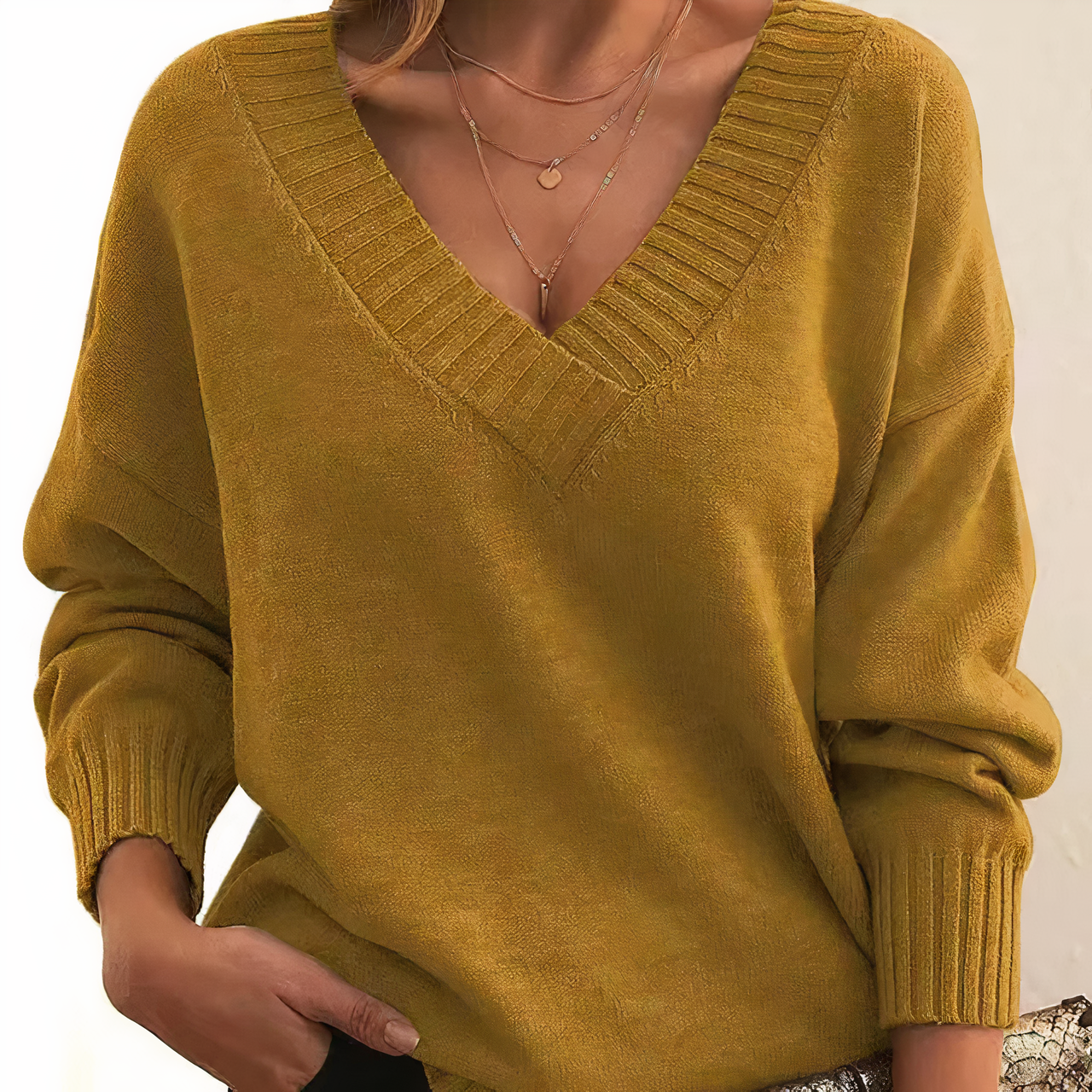 Pull En Cachemire À Col En V Élégant Pour Femmes – Maille Premium Automne/Hiver