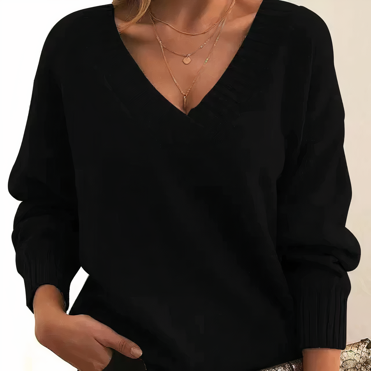 Pull En Cachemire À Col En V Élégant Pour Femmes – Maille Premium Automne/Hiver