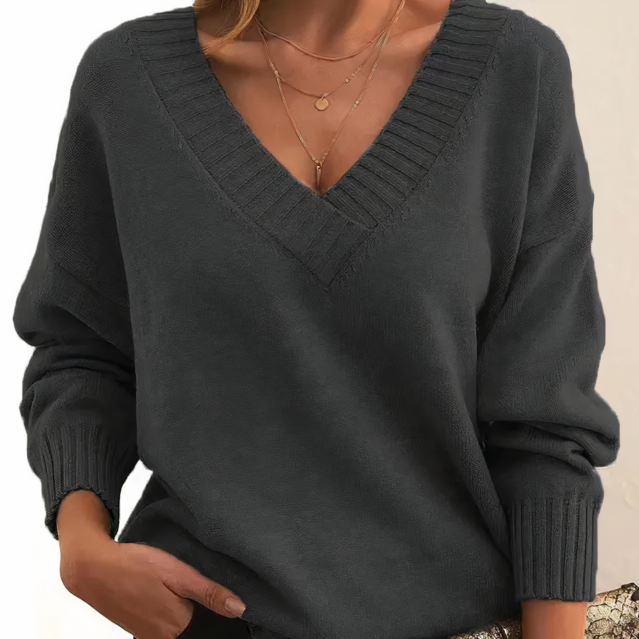 Pull En Cachemire À Col En V Élégant Pour Femmes – Maille Premium Automne/Hiver
