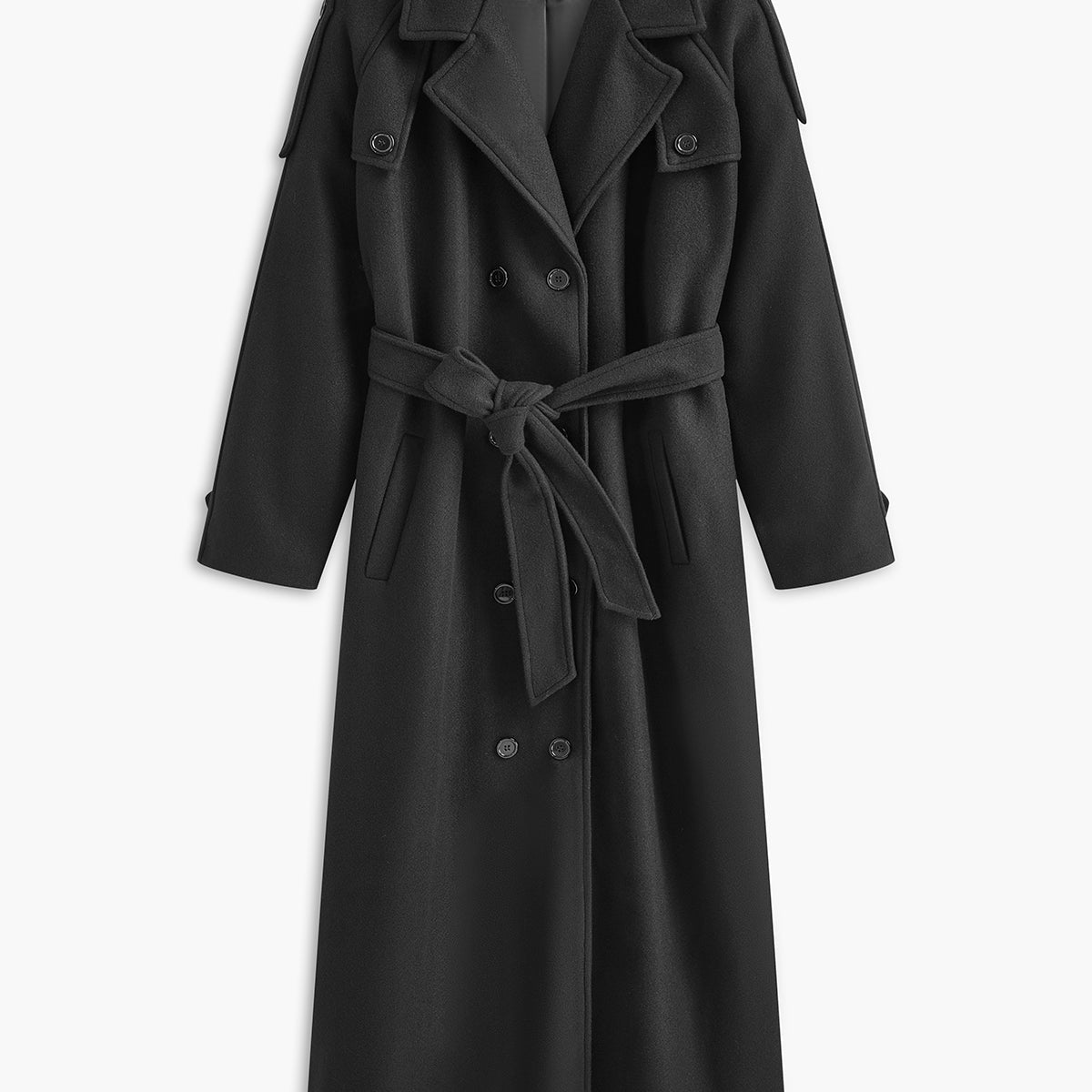 Trench Long Noir | Élégance Intemporelle | Coupe Ceinturée