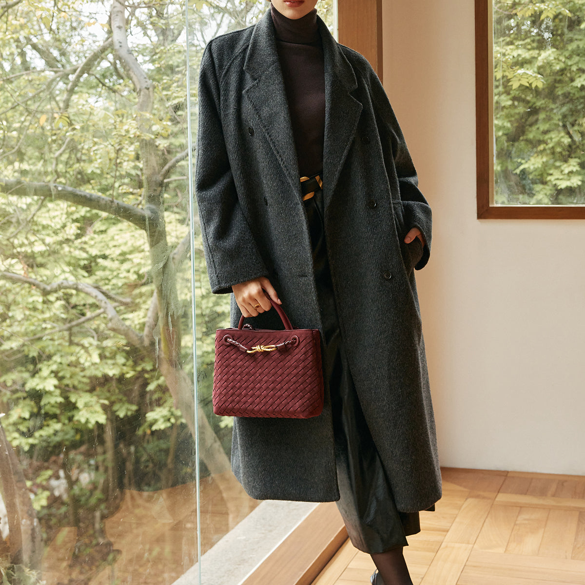 Manteau Long Oversize en Laine | Col Large | Élégance Intemporelle