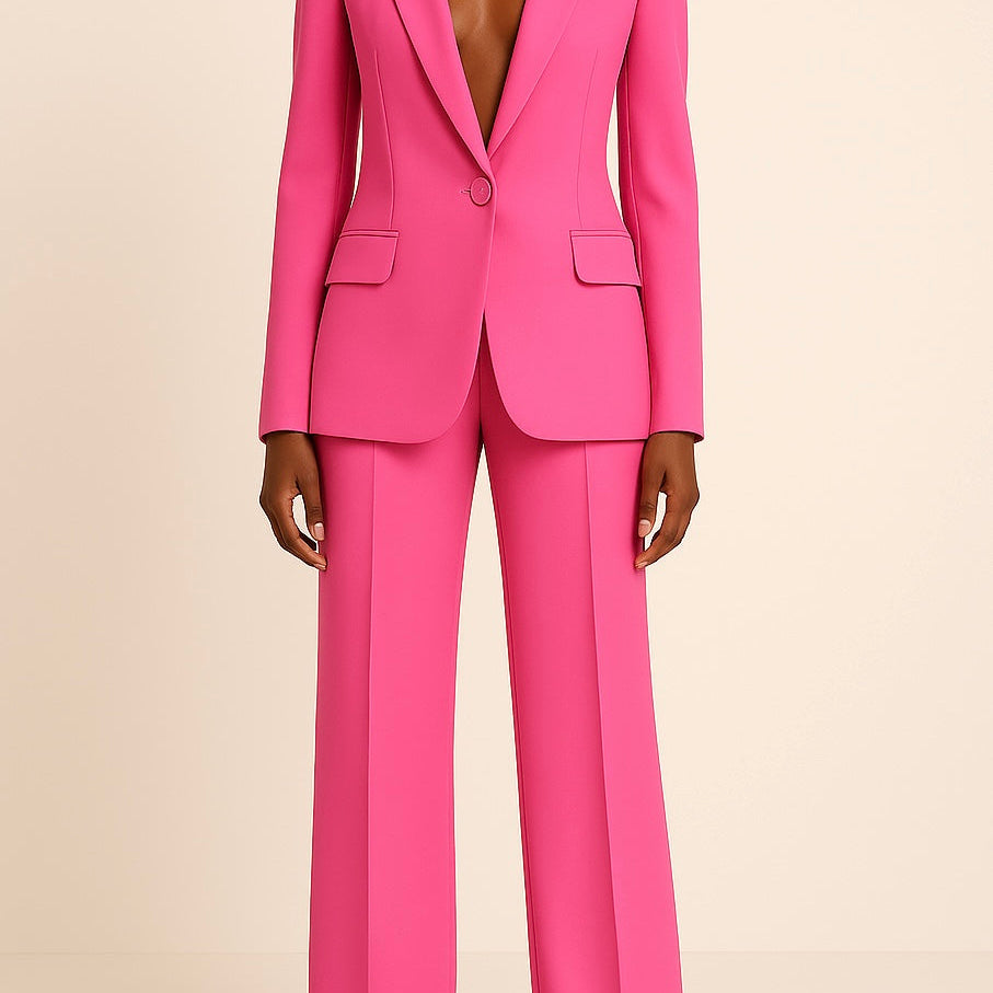 Prestigia | Ensemble Tailleur Veste Cintrée Pantalon Large Élégant Chic Cérémonie Pour Femme