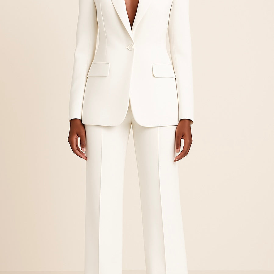 Prestigia | Ensemble Tailleur Veste Cintrée Pantalon Large Élégant Chic Cérémonie Pour Femme