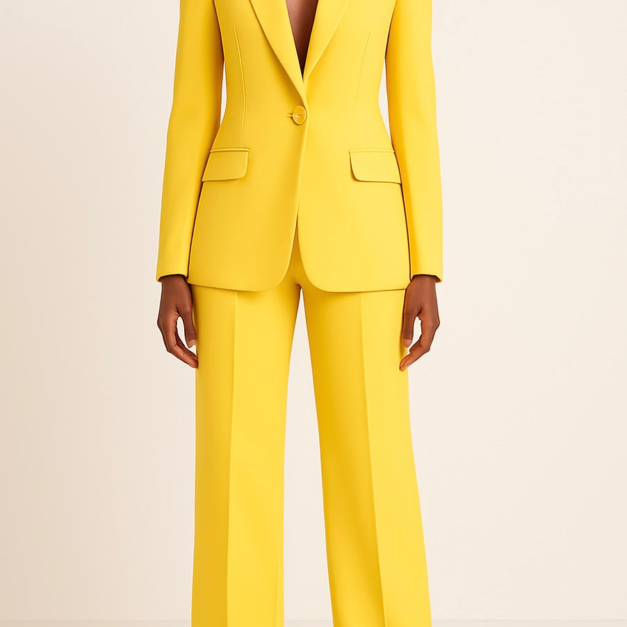 Prestigia | Ensemble Tailleur Veste Cintrée Pantalon Large Élégant Chic Cérémonie Pour Femme