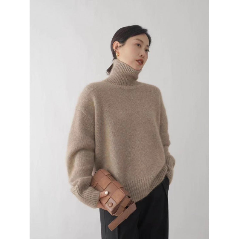 Pull En Cachemire Épais Pour Femmes – Col Montant Court Mode Hiver