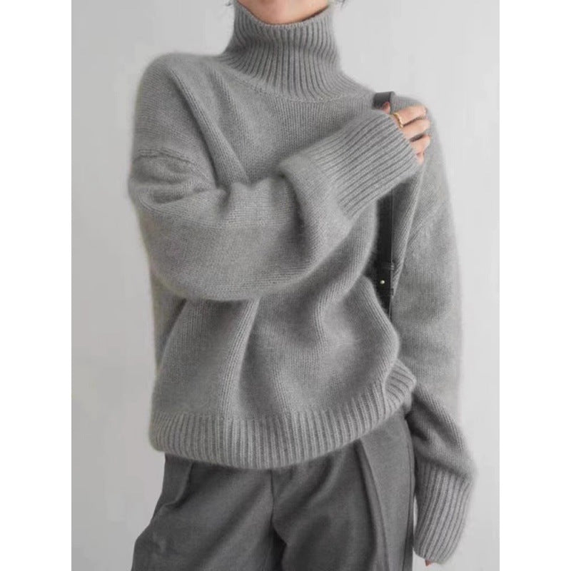 Pull En Cachemire Épais Pour Femmes – Col Montant Court Mode Hiver