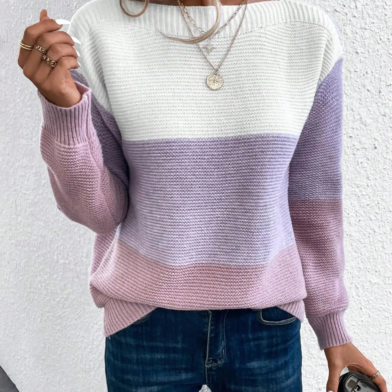 Pull à Rayures Pastel | Confort et Style Décontracté | Maille Douce