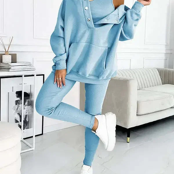 Ensemble Sweat & Pantalon | Col Zippé | Style Décontracté et Confortable