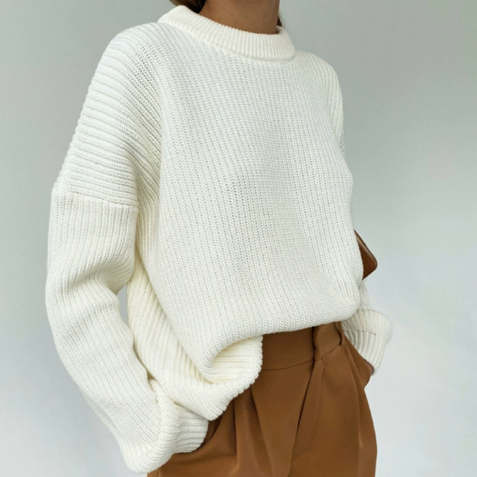 Pull oversize femme en maille – bleu ciel, lavande, rose fuchsia, blanc cassé, beige taupe – du S au XL