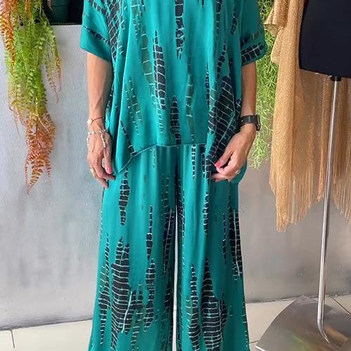 Zafira | Ensemble Deux Pièces Kimono Pantalon Fluide Imprimé Bohème Chic Eté Pour Femme