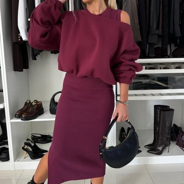 Ensemble Pull Oversize et Jupe Crayon | Look Élégant et Décontracté
