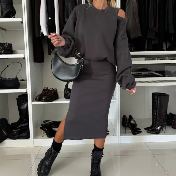 Ensemble Pull Oversize et Jupe Crayon | Look Élégant et Décontracté