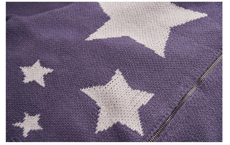 Hoodie oversize femme à motifs étoiles – tricot – confort décontracté