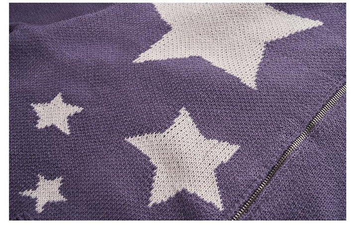 Hoodie oversize femme à motifs étoiles – tricot – confort décontracté