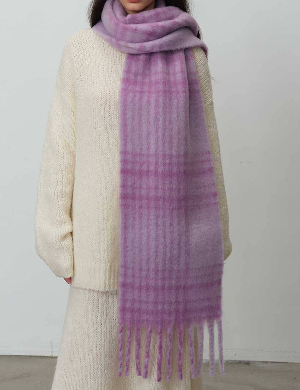 Écharpe À Carreaux Vintage Pour Femmes – Chaude À Franges Et Blocs De Couleurs