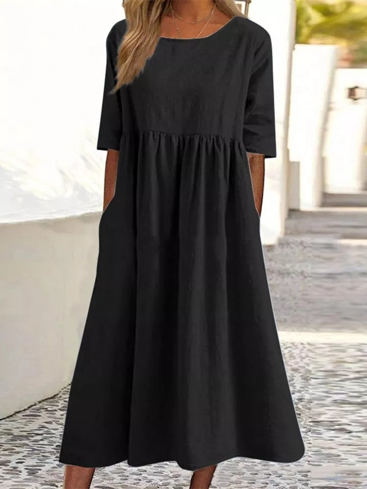 Robe Midi Décontractée | Coton Respirant | Coupe Ample et Chic