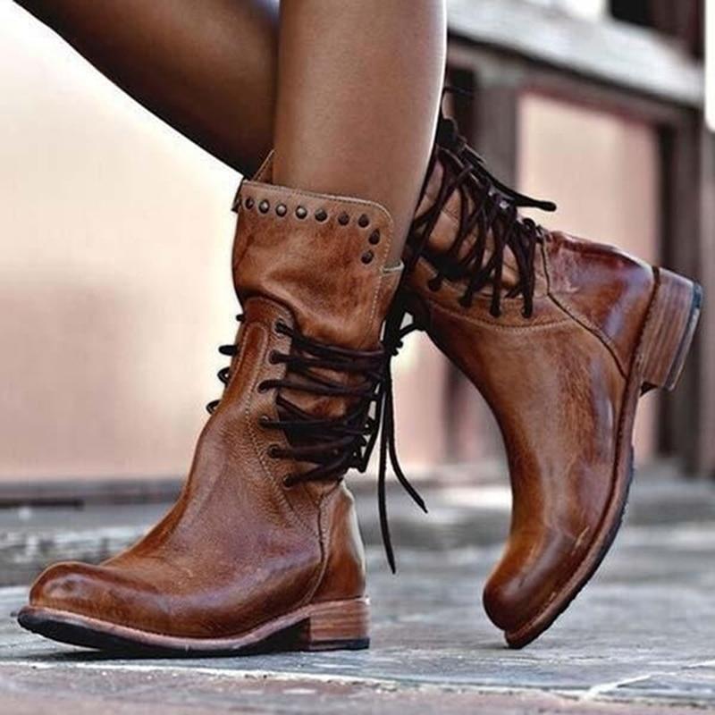 Bottines en Cuir à Lacets | Élégantes et Polyvalentes | Style Rétro