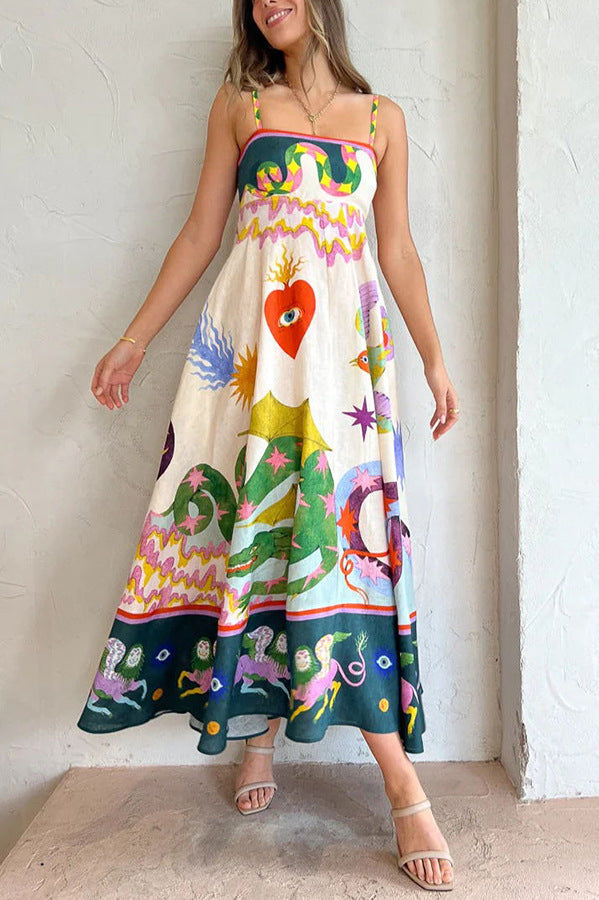 Robe Maxi Riviera – Imprimé Peinture Vivante & Coupe Fluide