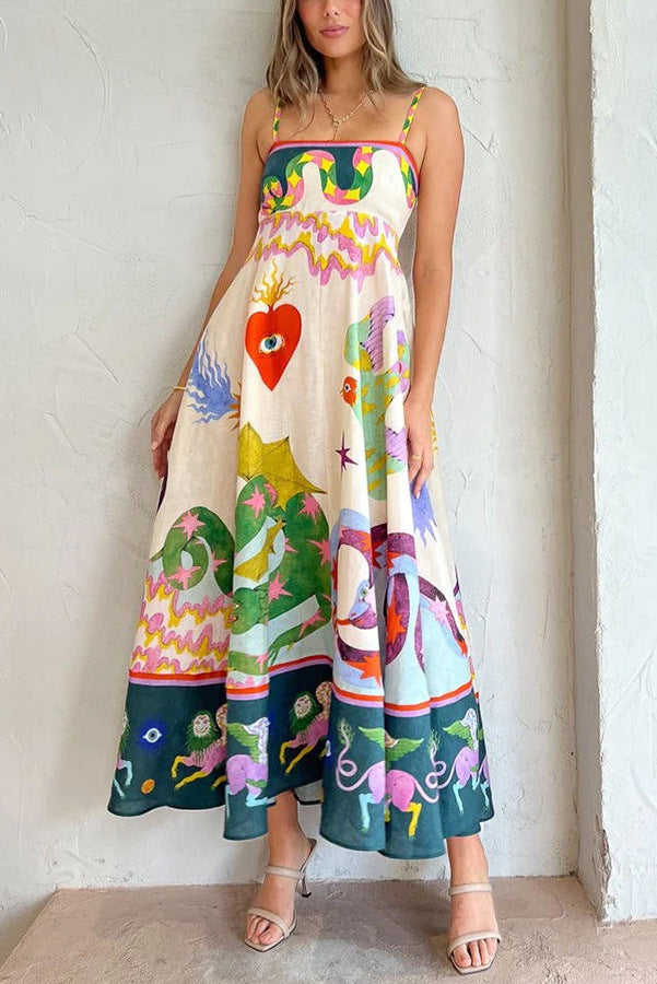 Robe Maxi Riviera – Imprimé Peinture Vivante & Coupe Fluide