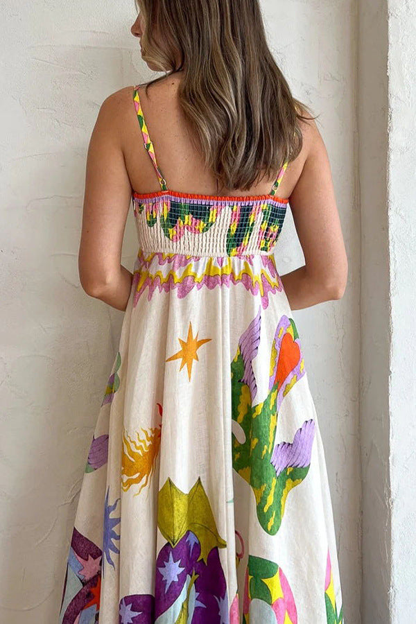 Robe Maxi Riviera – Imprimé Peinture Vivante & Coupe Fluide