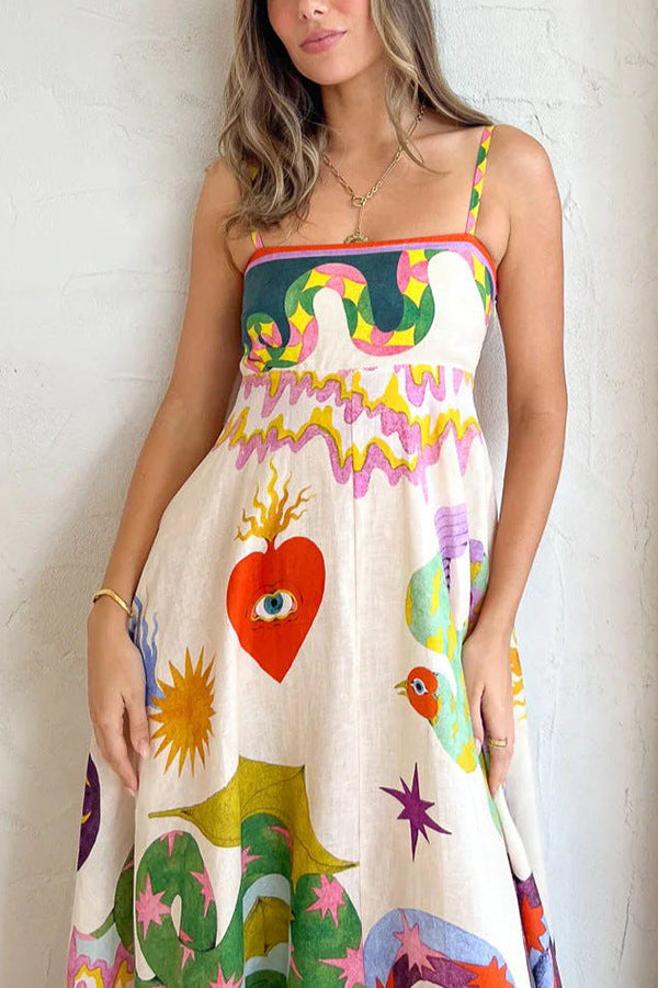 Robe Maxi Riviera – Imprimé Peinture Vivante & Coupe Fluide