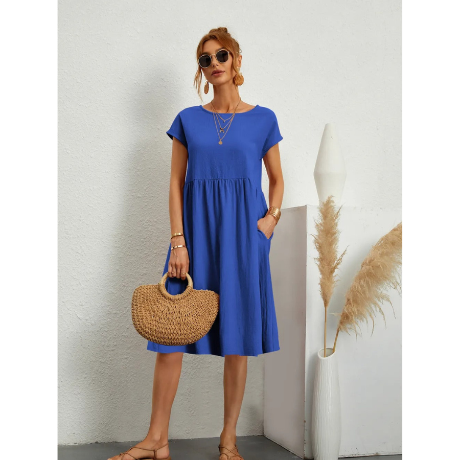 Fleur | Robe Mi-Longue Évasée avec Poches Latérales pour Femmes