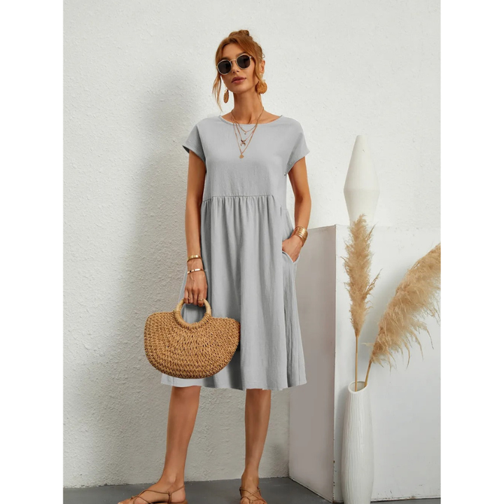 Fleur | Robe Mi-Longue Évasée avec Poches Latérales pour Femmes