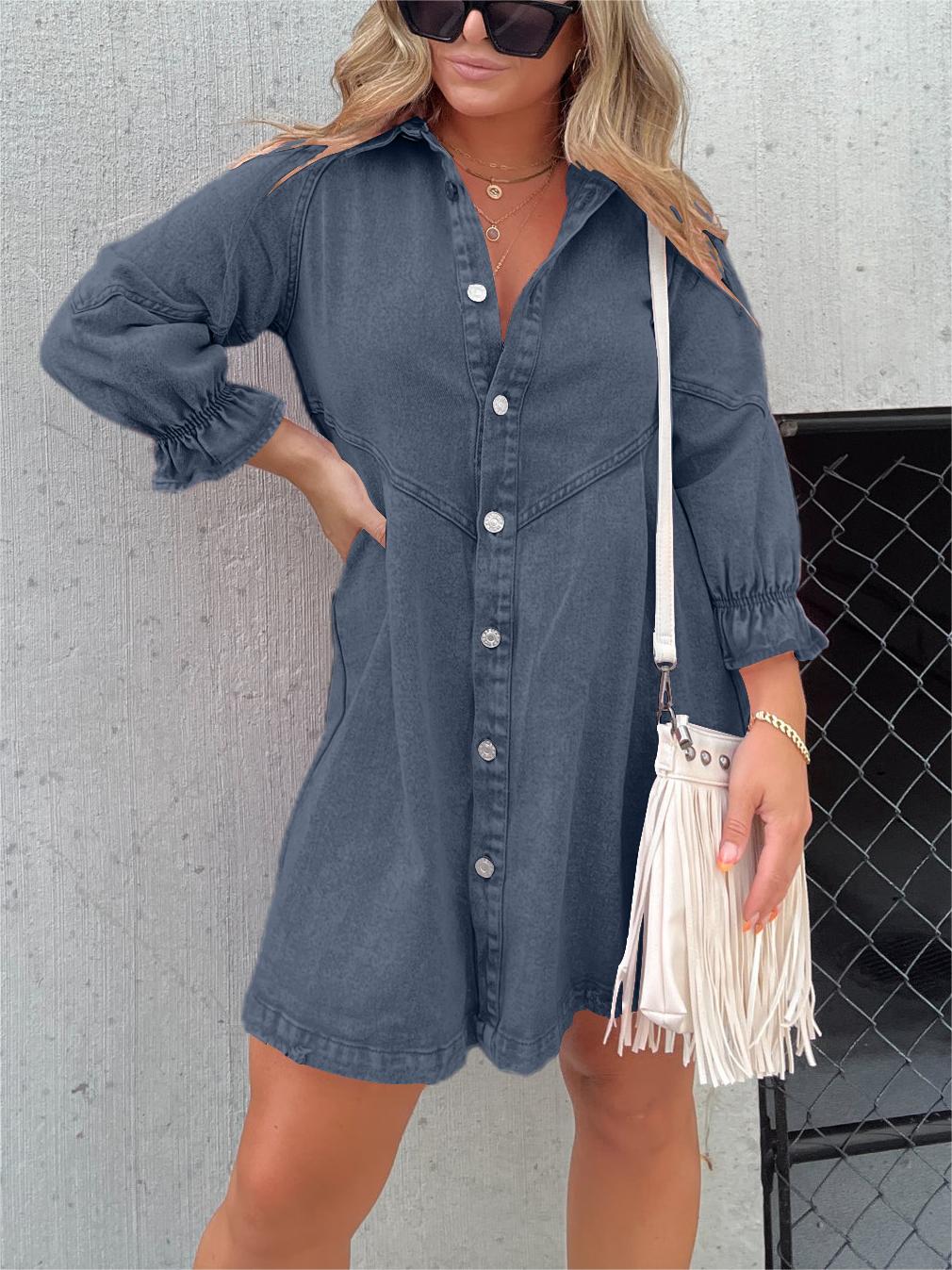 Robe Chemise en Jean Lexie – Coupe Droite & Détails Décontractés