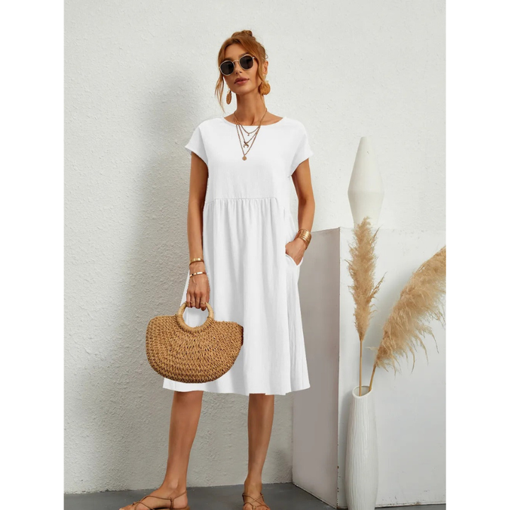 Fleur | Robe Mi-Longue Évasée avec Poches Latérales pour Femmes