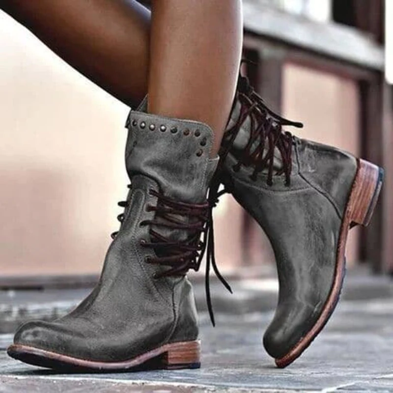 Bottines en Cuir à Lacets | Élégantes et Polyvalentes | Style Rétro
