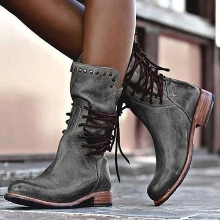 Bottines en Cuir à Lacets | Élégantes et Polyvalentes | Style Rétro