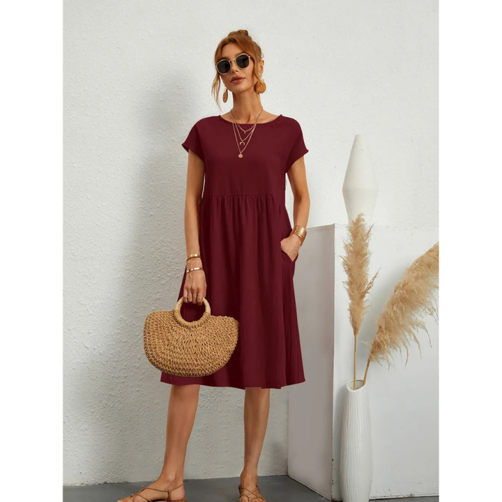 Fleur | Robe Mi-Longue Évasée avec Poches Latérales pour Femmes