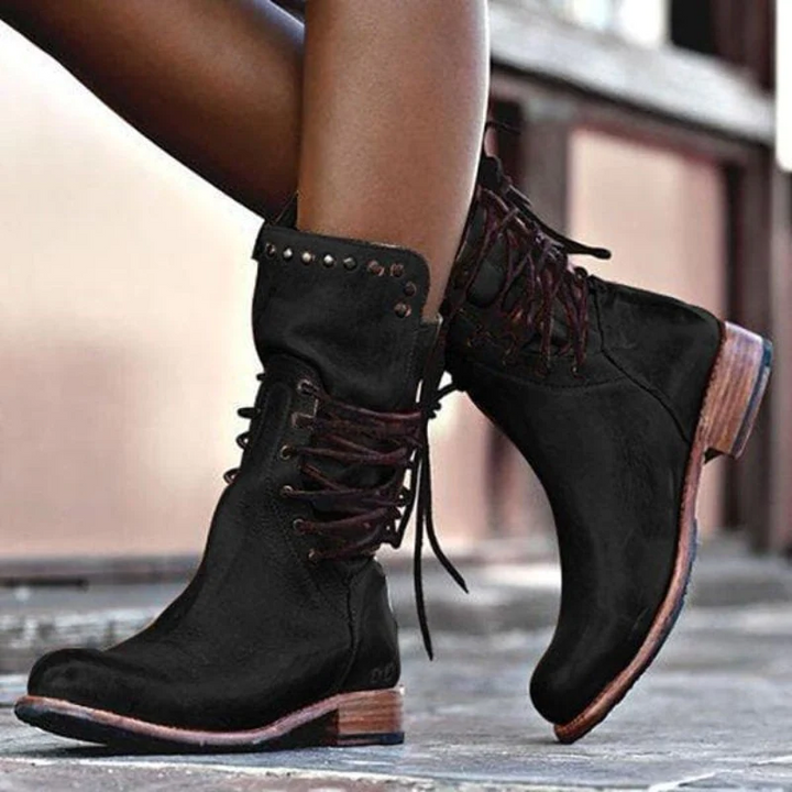 Bottines en Cuir à Lacets | Élégantes et Polyvalentes | Style Rétro