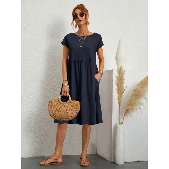 Fleur | Robe Mi-Longue Évasée avec Poches Latérales pour Femmes