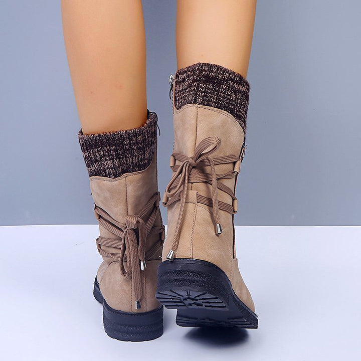 Bottines en Simili Daim avec Col Tricoté | Confortables et Tendance | Look Décontracté