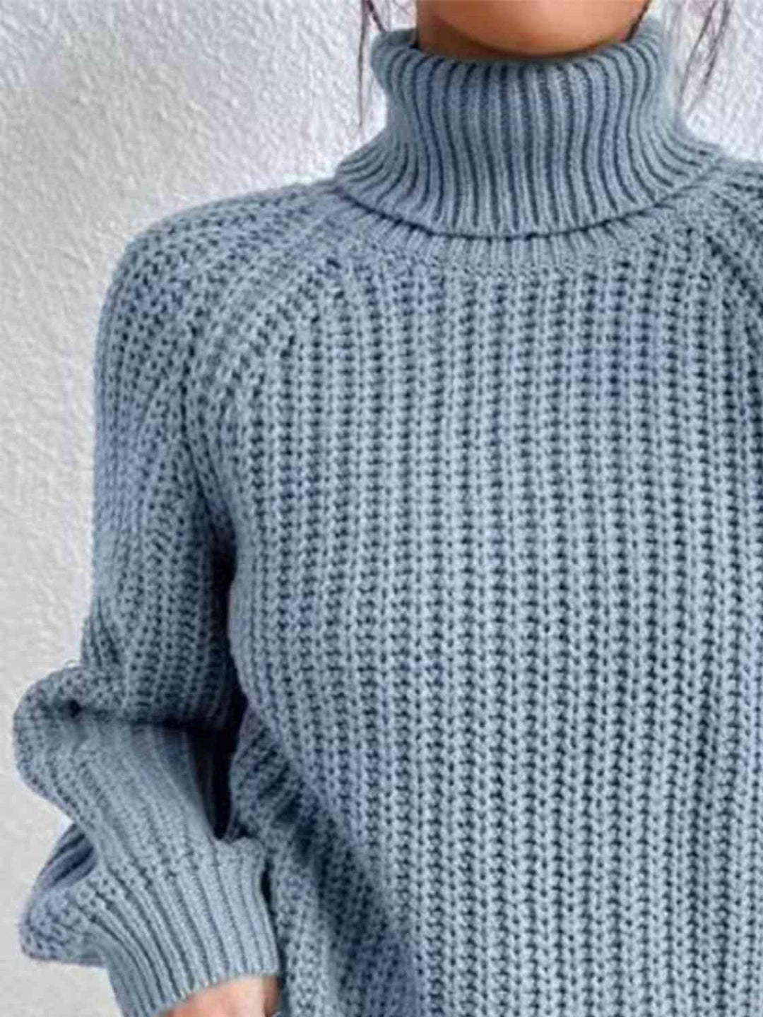 Pull Fendu À Col Roulé En Maille Côtelée Pour Femmes – Tricot Chic Automne/Hiver
