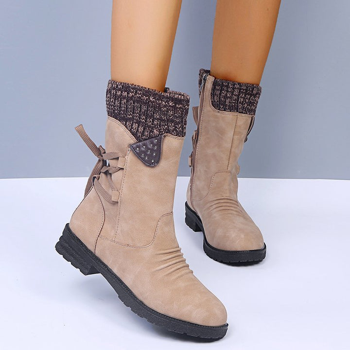 Bottines en Simili Daim avec Col Tricoté | Confortables et Tendance | Look Décontracté