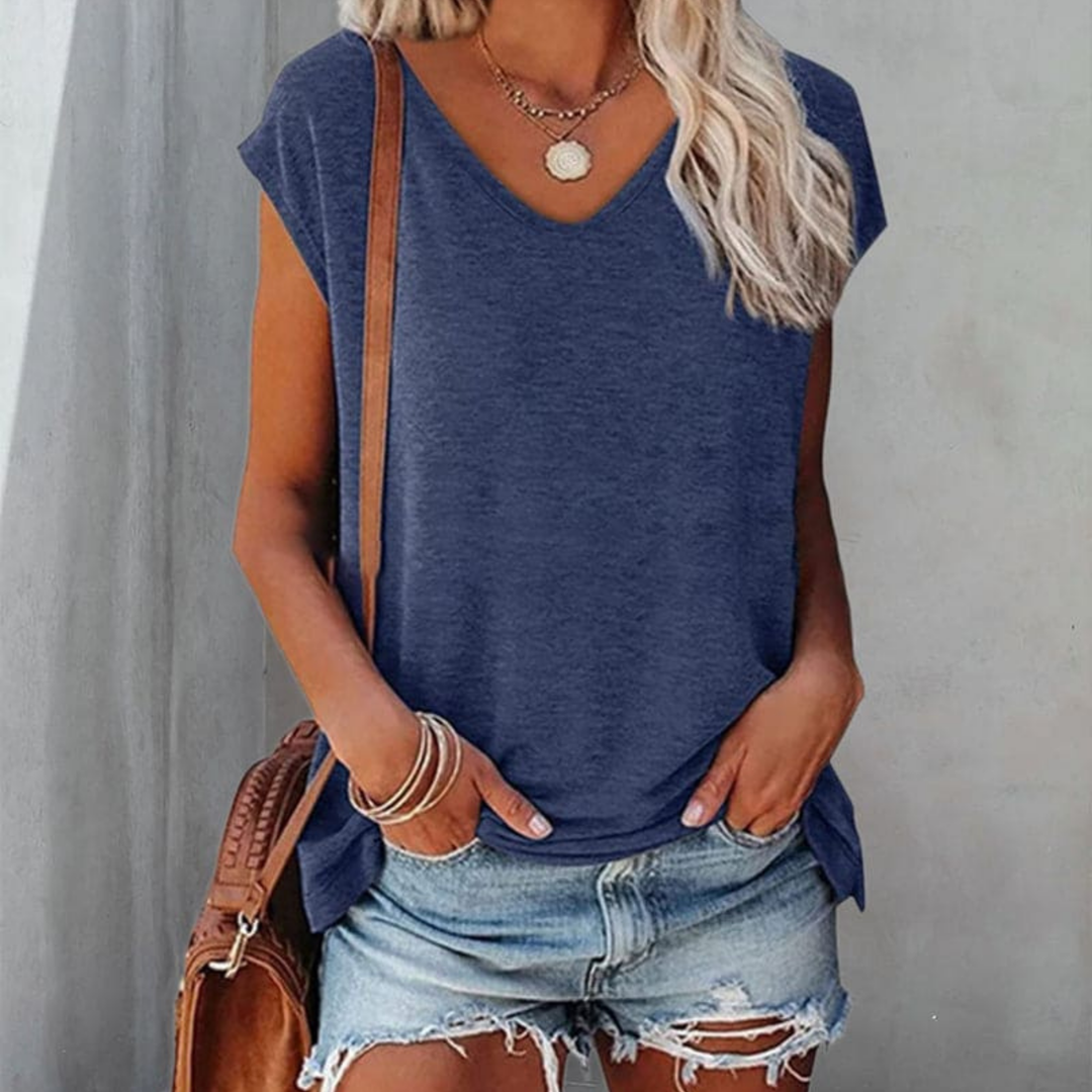 Elara | T-Shirt Large avec Col en V pour Femme