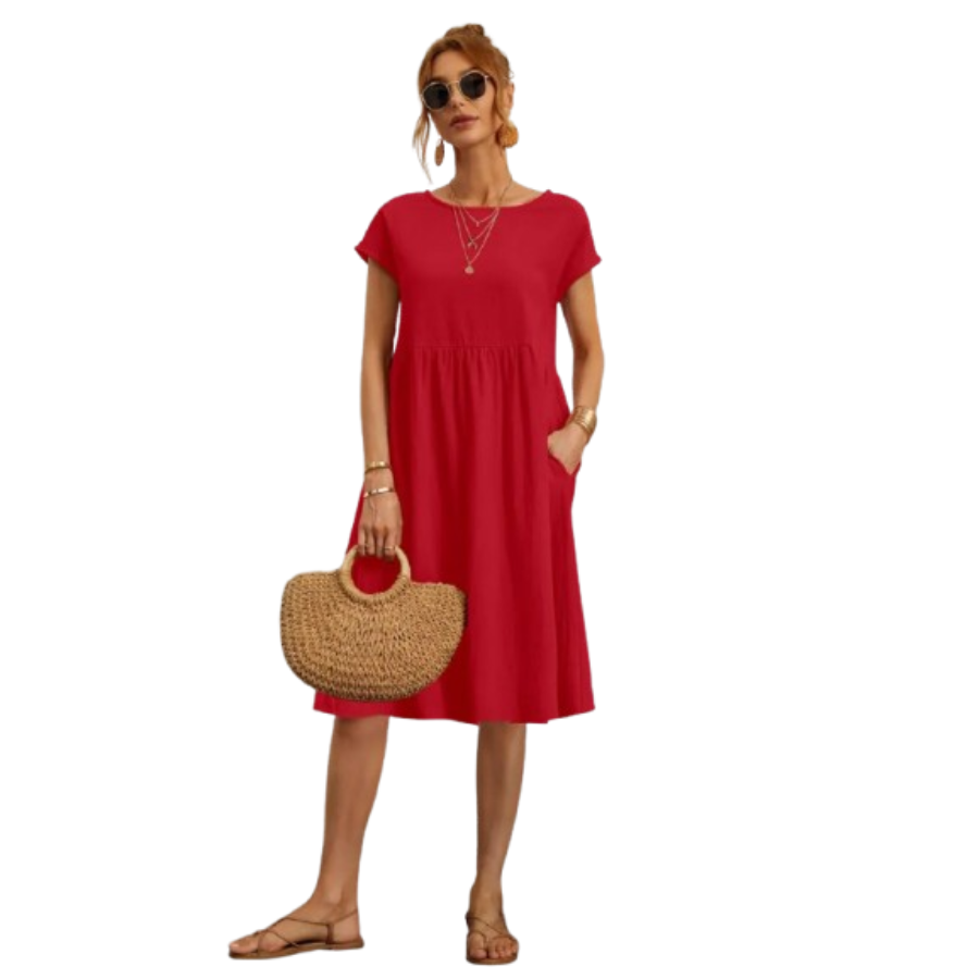 Fleur | Robe Mi-Longue Évasée avec Poches Latérales pour Femmes