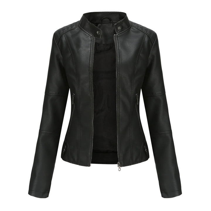 Veste en Simili Cuir Femme | Col Montant | Coupe Ajustée