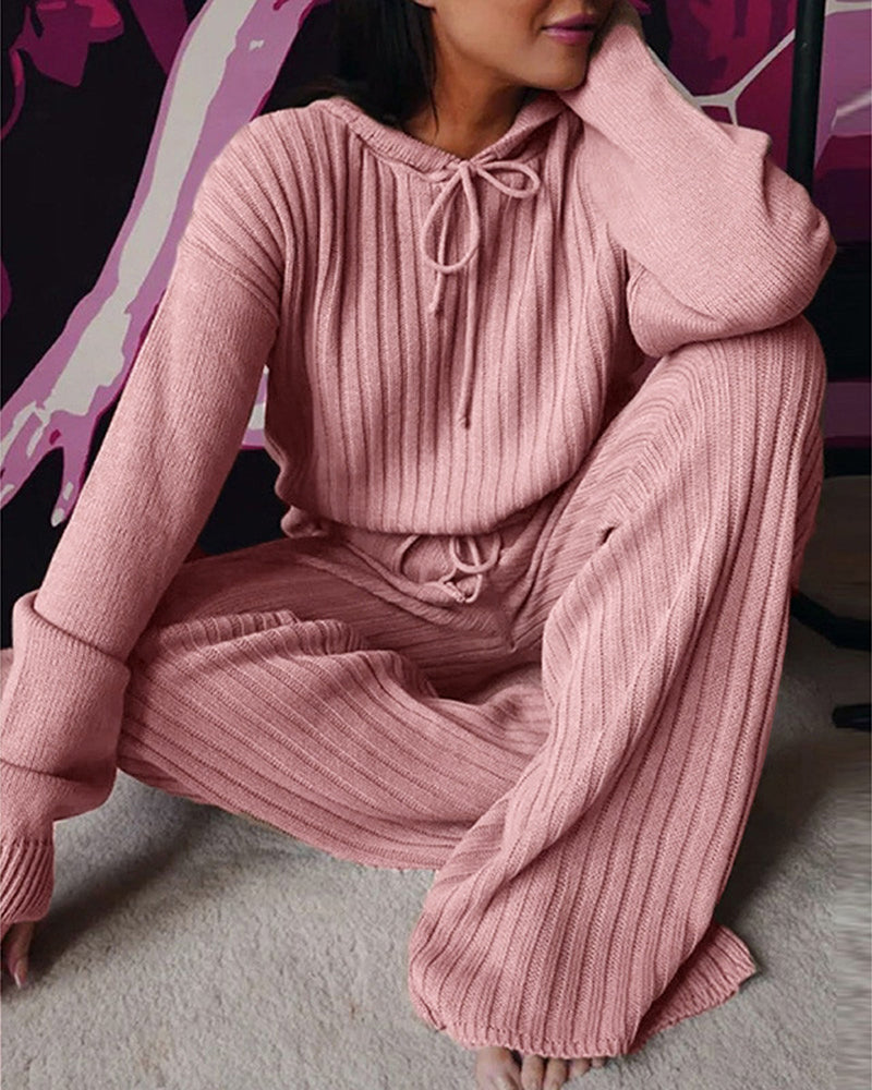 Ensemble Pull et Pantalon en Maille Côtelée | Confortable et Tendance | Look Décontracté