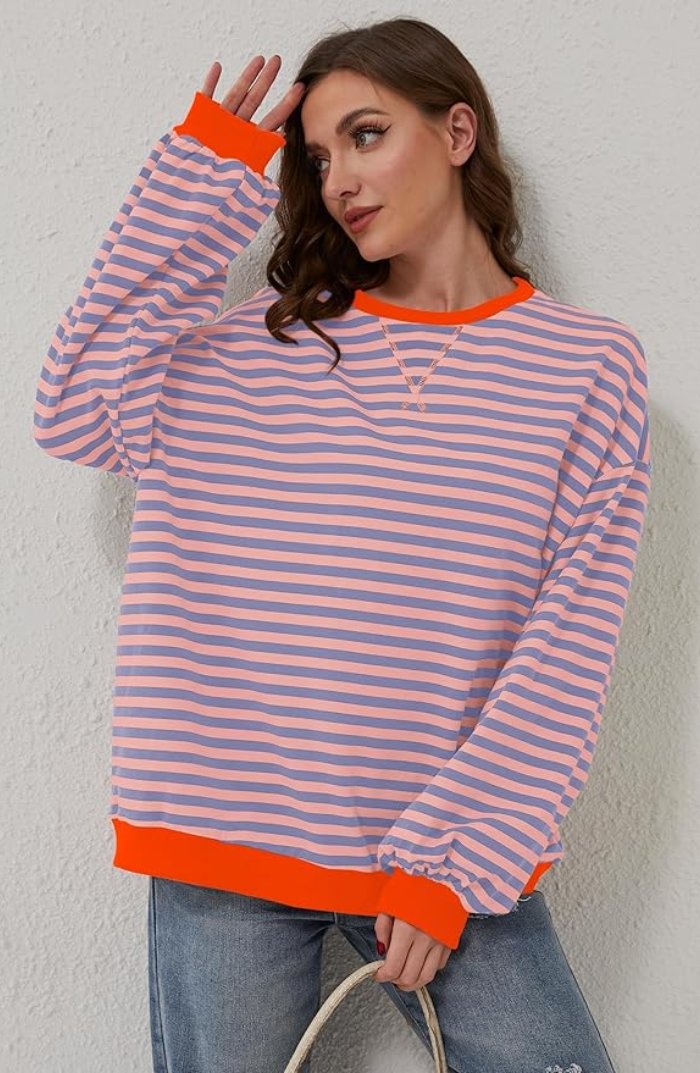 Sweat Rayé Loose | Coupe Confort & Esprit Weekender Coloré