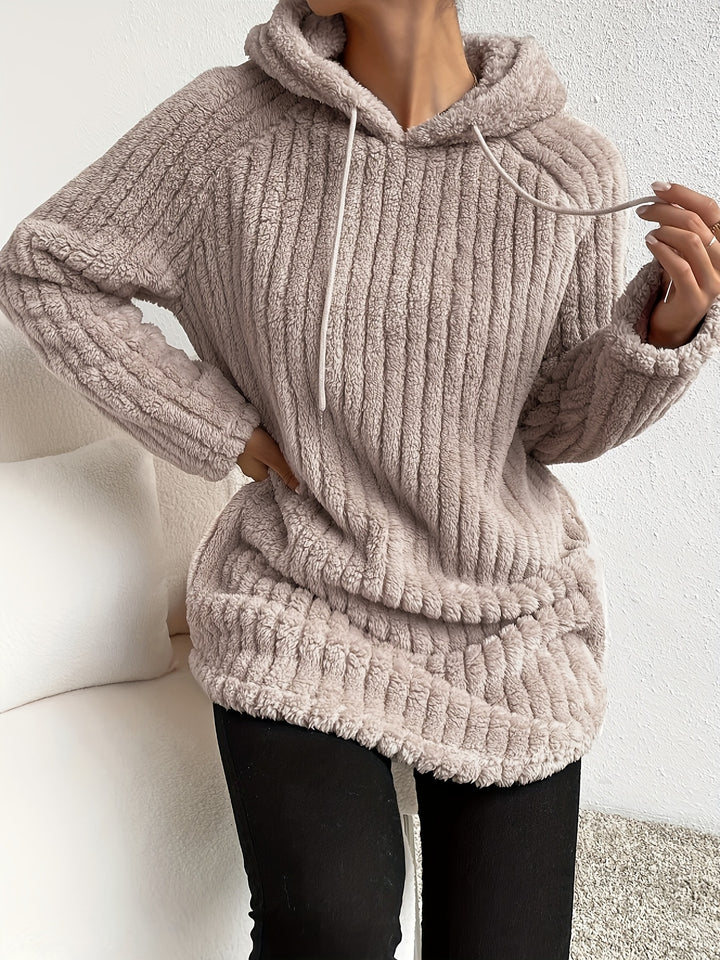 Sweat À Capuche Pour Femmes – Style Teddy Avec Manches Raglan Et Ourlet Courbé