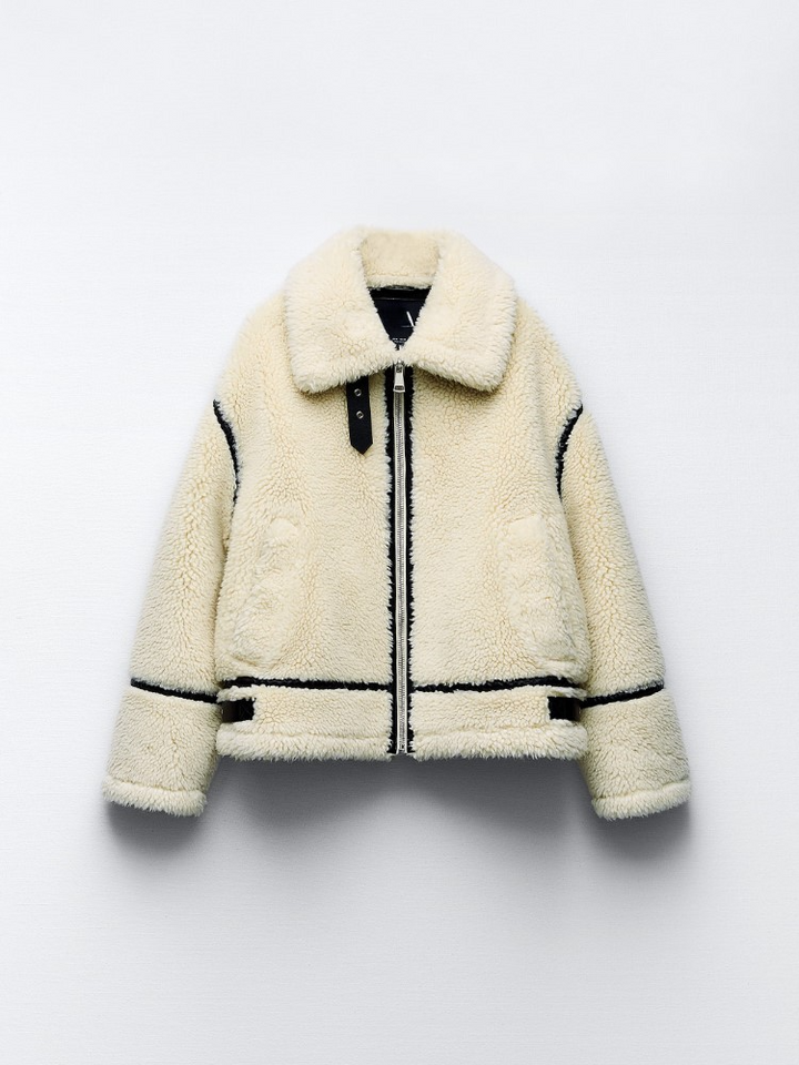 Veste Aviateur en Fausse Fourrure | Chaude & Élégante | Style Contrasté