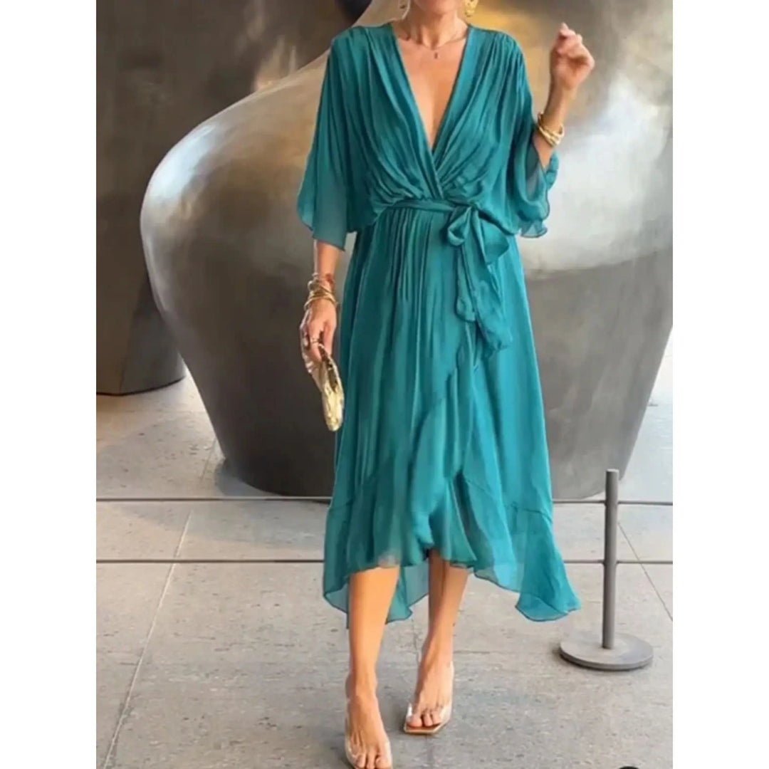 Demi | Robe en Mousseline avec Col en V pour Femme