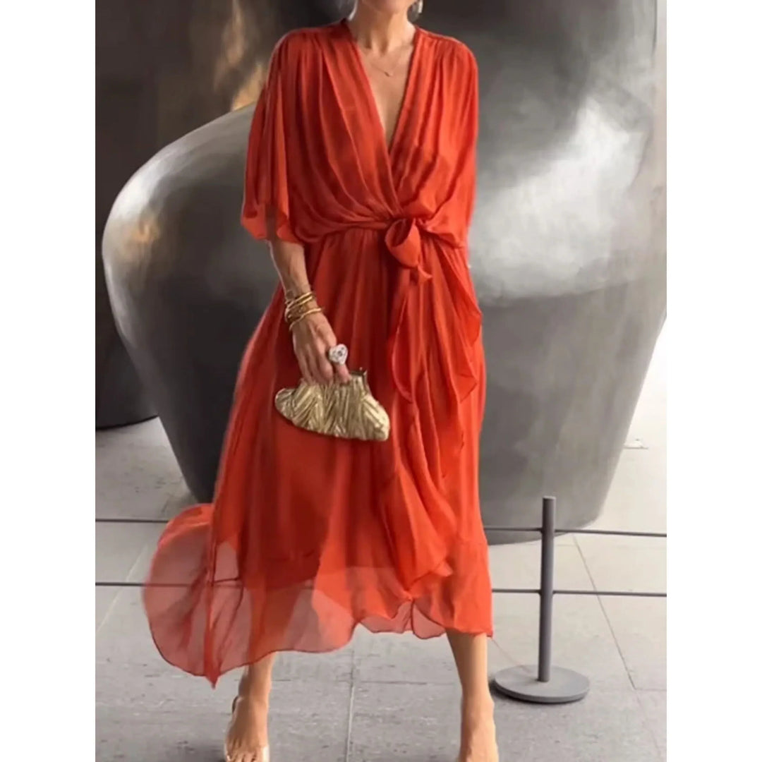 Demi | Robe en Mousseline avec Col en V pour Femme