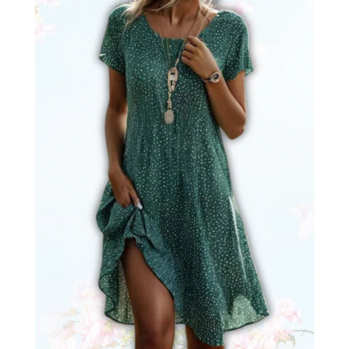 Eliza | Robe Été à Pois avec Manches Courtes pour Femme