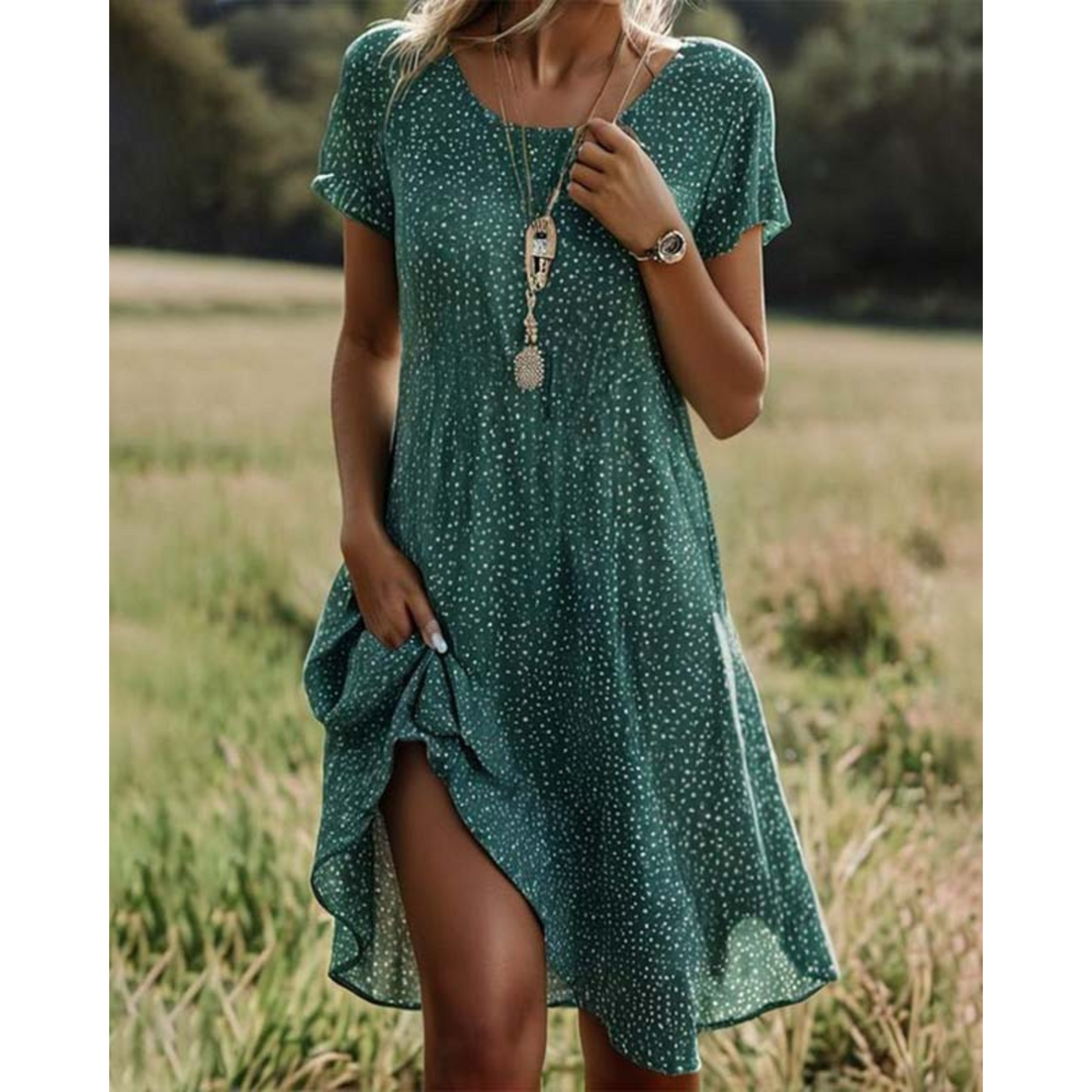 Eliza | Robe Été à Pois avec Manches Courtes pour Femme