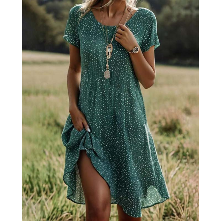 Eliza | Robe Été à Pois avec Manches Courtes pour Femme